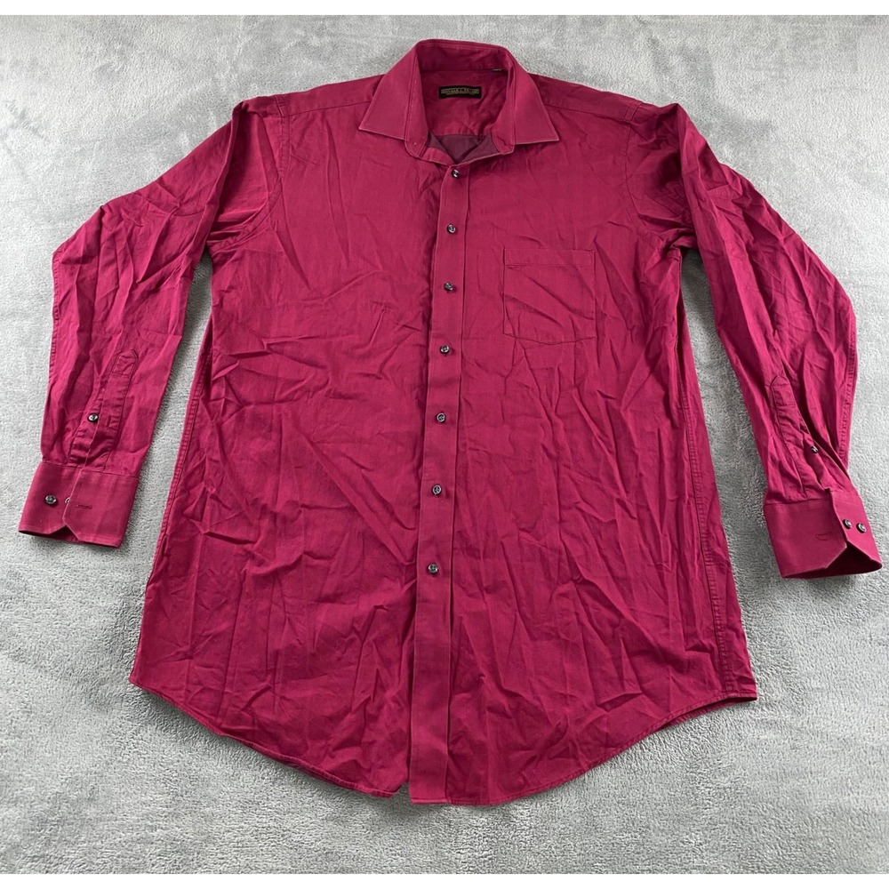 Donald J Trump Signature Collection Mens Dress Shirt 17 36/37 Tall Burgundy Red